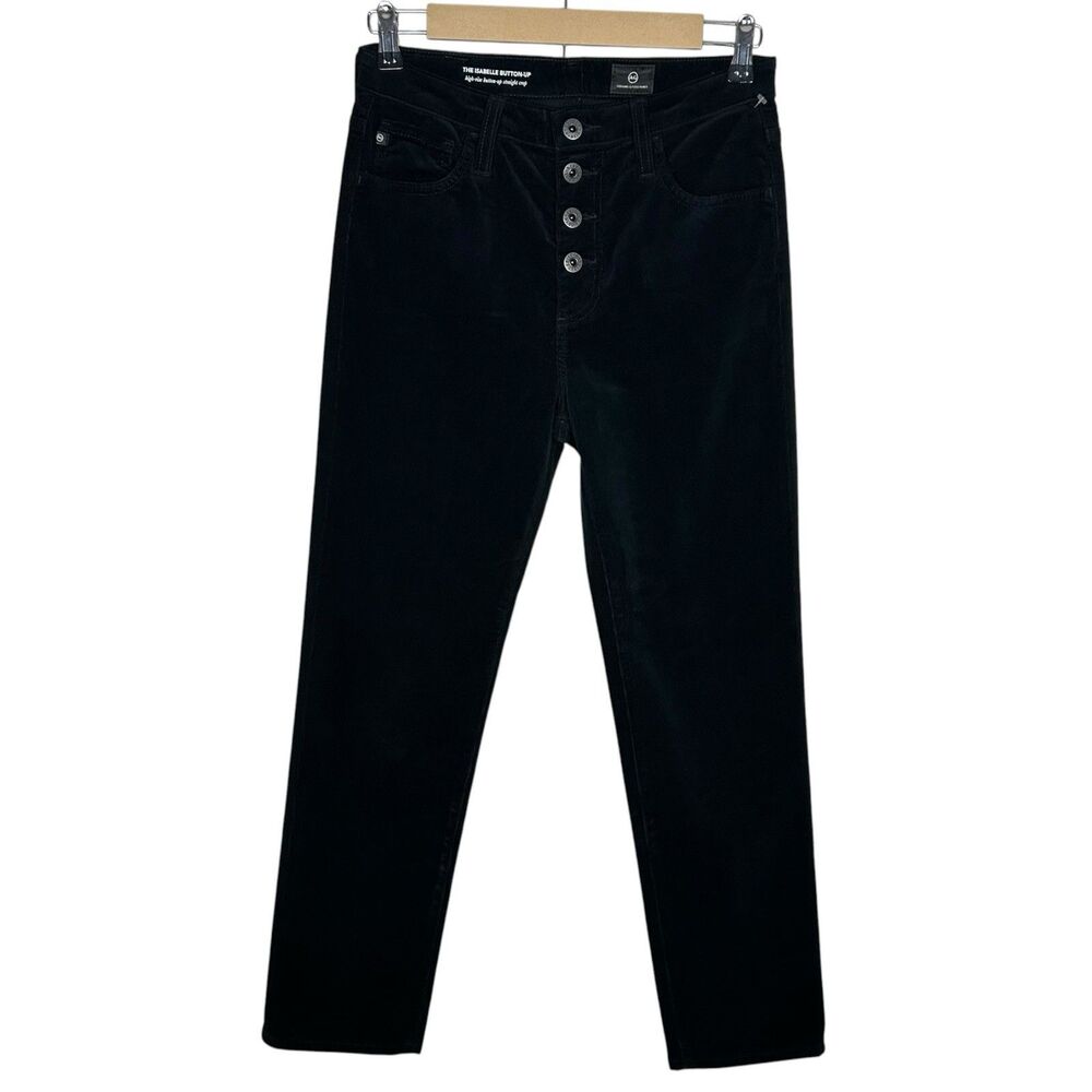 AG Adriano Goldschmied Corduroy Pants Womens 27 Black Button Fly Straight NWT